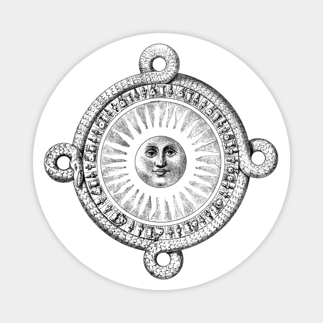 Sun from Ancient History Of Mexico (1853) Magnet by WAITE-SMITH VINTAGE ART